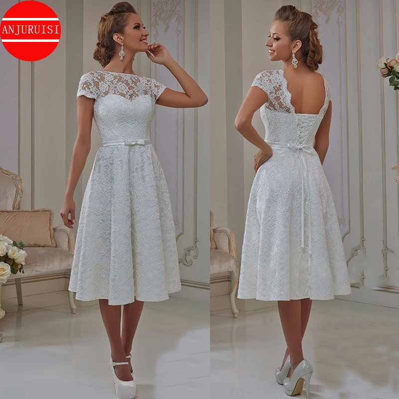 

Vintage Lace Short Wedding Dresses For Women 2022 Bride Vestido De Novia Knee Length Party Gown Boda Suknia Ślubna Simple Elbise