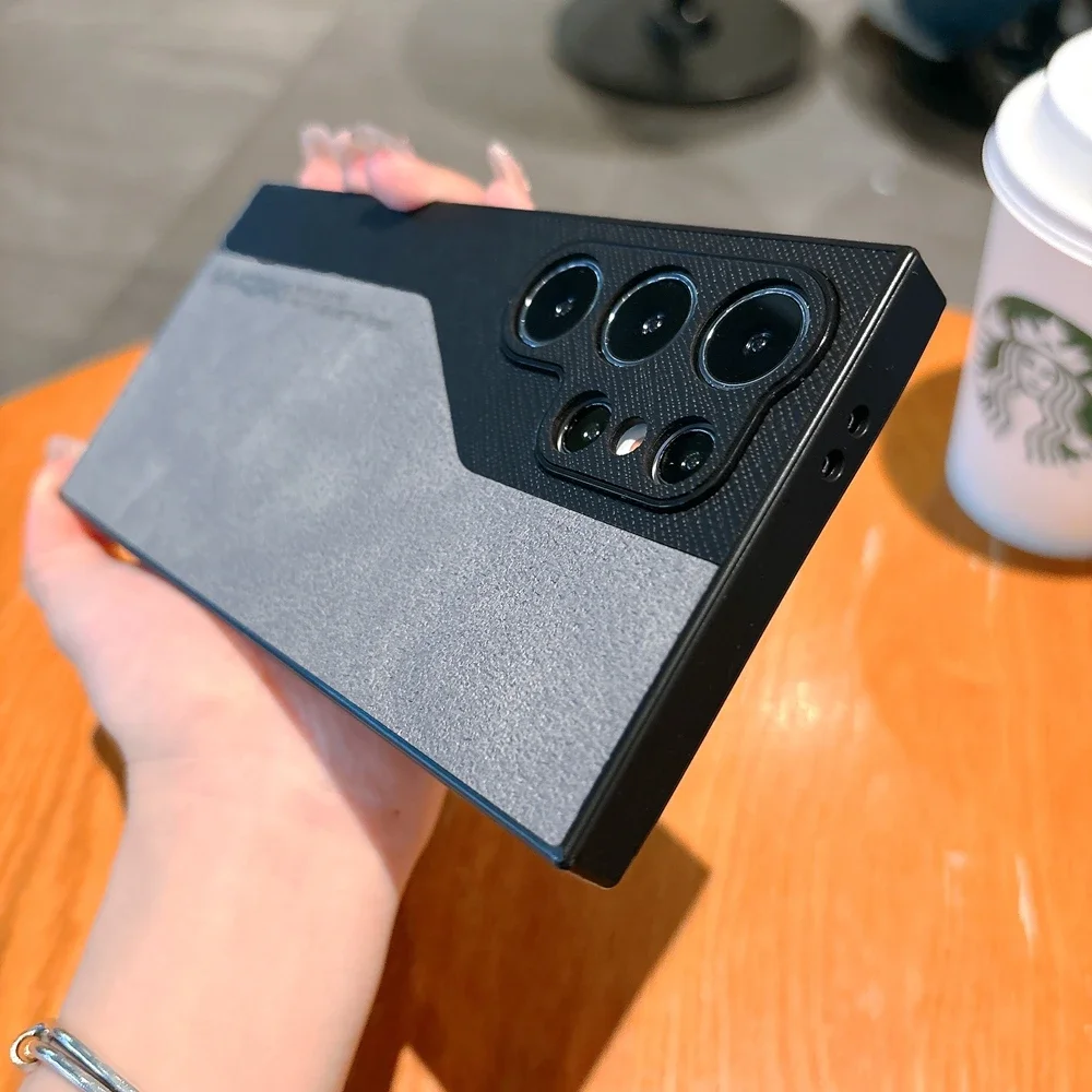 حافظة هاتف فاخرة مزدوجة اللون لهاتف سامسونج جالاكسي S25 S24 S23 Ultra Plus A55 A56 A35 5G حافظة جلدية غير لامعة مضادة للصدمات