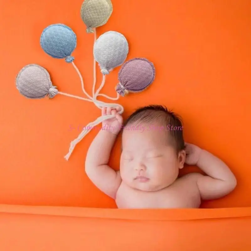 

85AE 5pcs Baby Birthday Background Decoration Balloon Shaped Newborn Photography Props Simple Fabric Balloon Pendant Decors