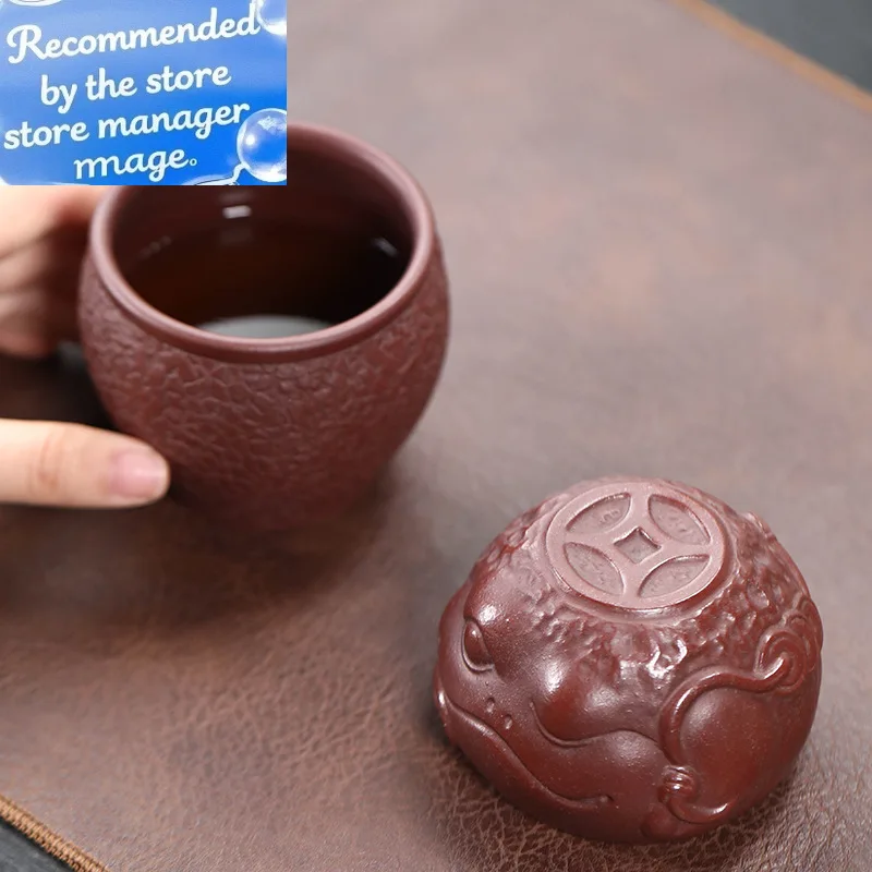 

Hadnamde Relief Golden Toad Zisha Teacup Lucky Great Holy Master Cup Исин Фиолетовая глиняная чайная чаша Персональная кружка Чайный сервиз кунг-фу
