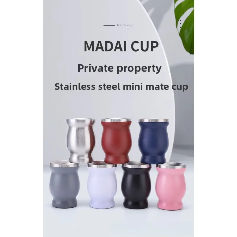 304 Stainless Steel 8oz Mate Cup Mate Cup Mini Gourd Cup with Straw Spoon