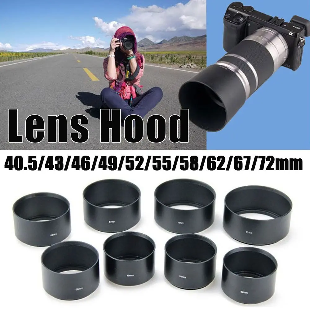 40.5/43/46/49/52/55/58/62/67/72mm Metal LENS HOOD for Canon for Nikon Camera Accessories Universal Sunshade