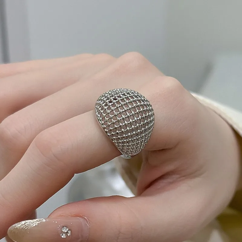 

VENTFILLE 925 Sterling Silver Hollow Out Ring For Women Hyperbole Punk Vintage Fashion Versatile Niche Jewelry Gift Dropshipping