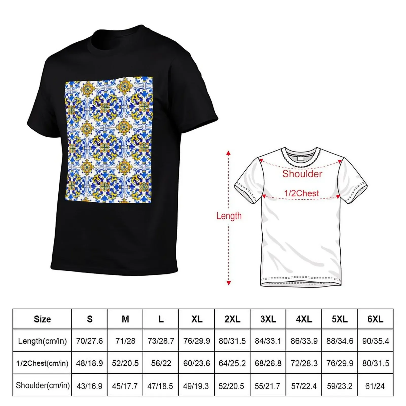 Vintage Azulejos Tile T-Shirt Short sleeve tee summer clothes fruit of the loom mens t shirts