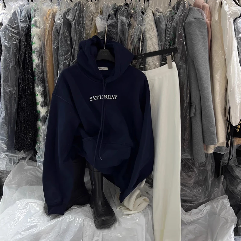 트렌디한 레터 프린트 안감 후드티 여성용 루즈핏 편안한 한국 스타일 긴팔 스웨트셔츠 출퇴근용