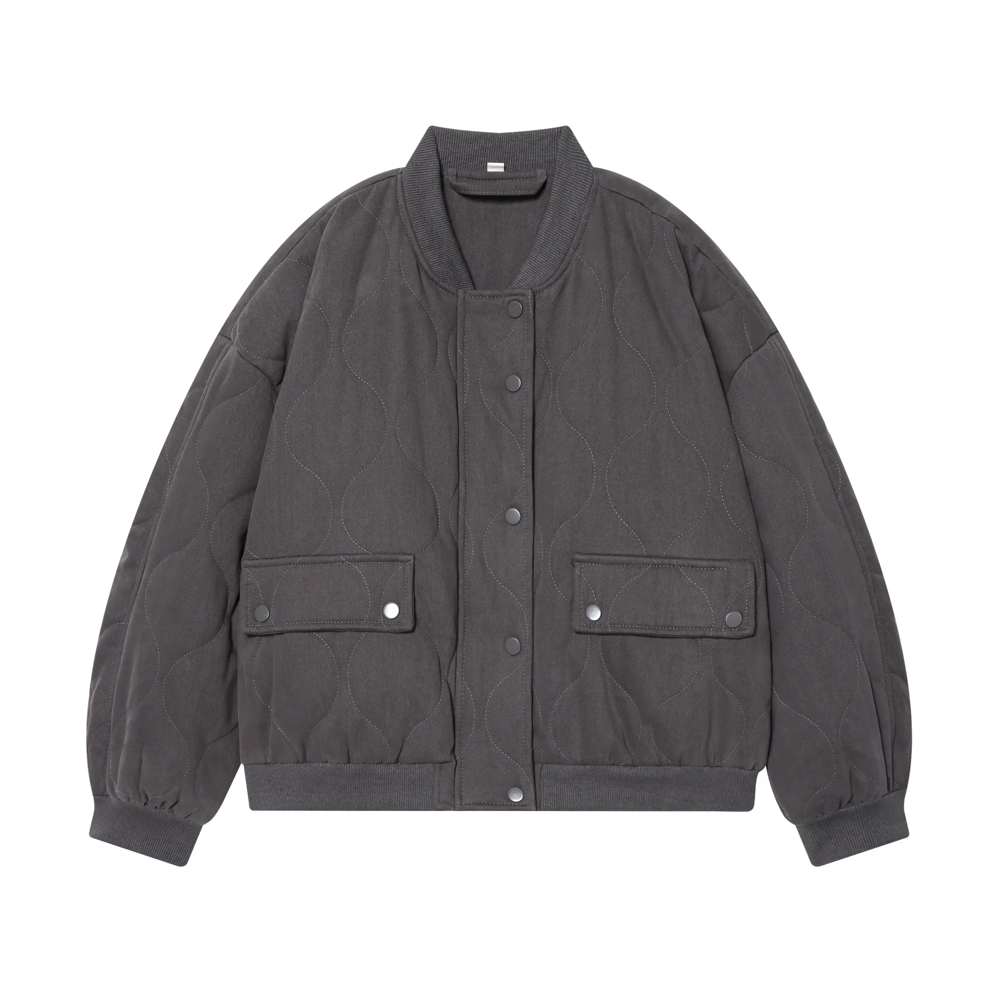 Frauen Herbst Winter Übergroßen Stepp Jacken Dicke Warme Mantel Weibliche Lange Hülse Druckknopf Dame Oberbekleidung Chic Tops Streetwear