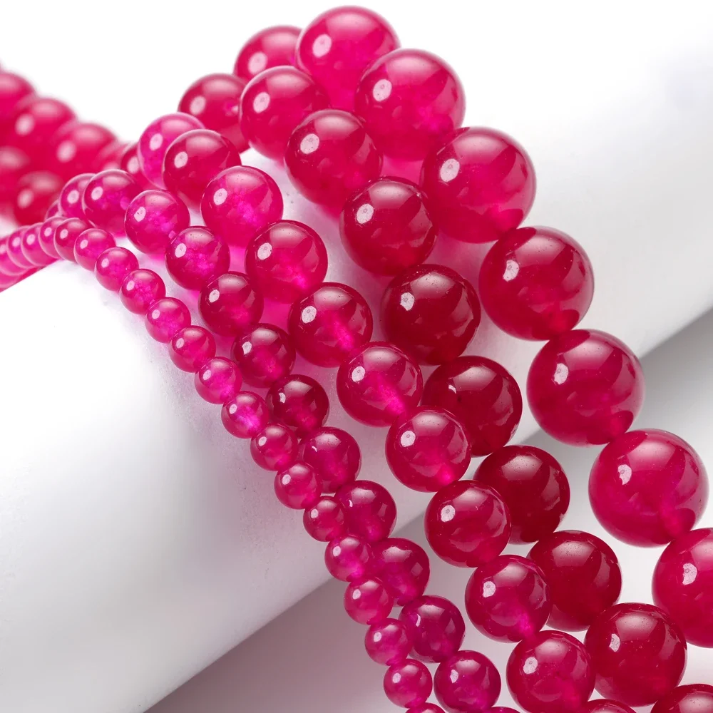 4/6/8/10/12mm Rose Rot Chalcedon Jade Naturstein Perlen Runde Lose Spacer Perlen für Schmuck Machen DIY Armband Zubehör