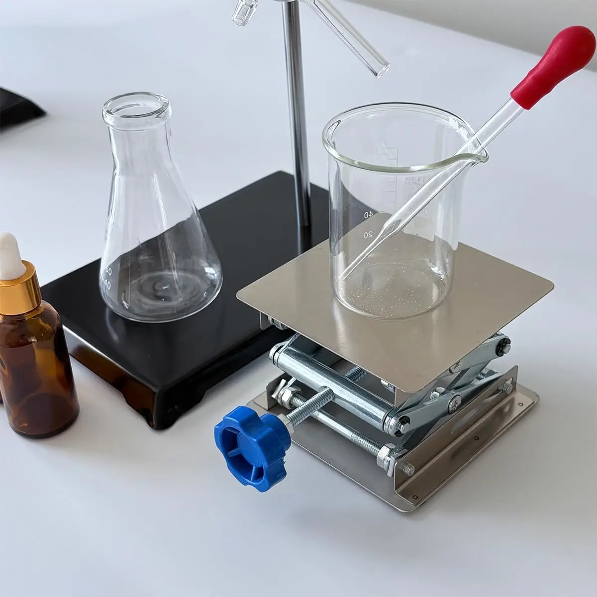 Supporto per martinetto da laboratorio in acciaio inossidabile Mini sollevamento a forbice da 4x4 pollici per attrezzature da laboratorio