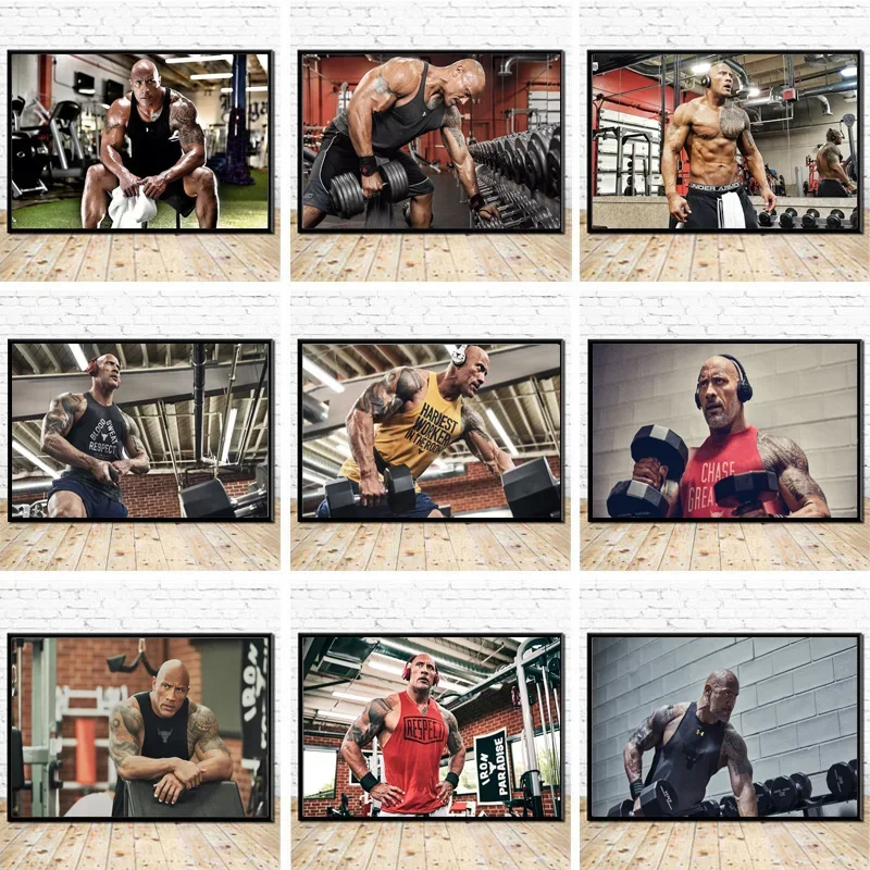 The Rock Dwayne Johnson Fitness culturismo HD lienzo póster impresión arte de pared para el hogar sala de estar gimnasio Decoración