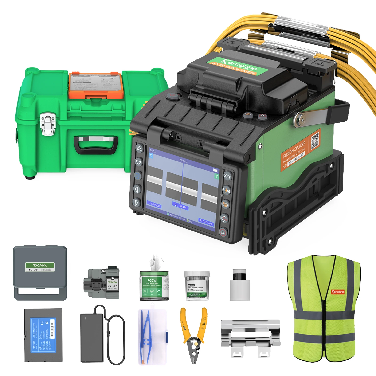 

Komshine GX39-H Optical Fiber Fusion Splicer, 9S fast splicing Welding Splicing Machine, 3-year warranty Free Shipping