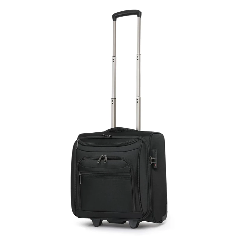 

18 Inch Carry On Luggage Business Travel Suitcase - Oxford Fabric with Single Direction Wheels & TSA Lock Spacious Cabin Baggage