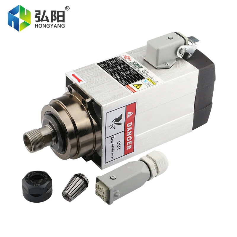 1.5kw NC Square Air Cooled Spindle Motor ER20 Chuck 4 Bearing 380v 220v Milling Spindle Used For CNC Carved Wood Router