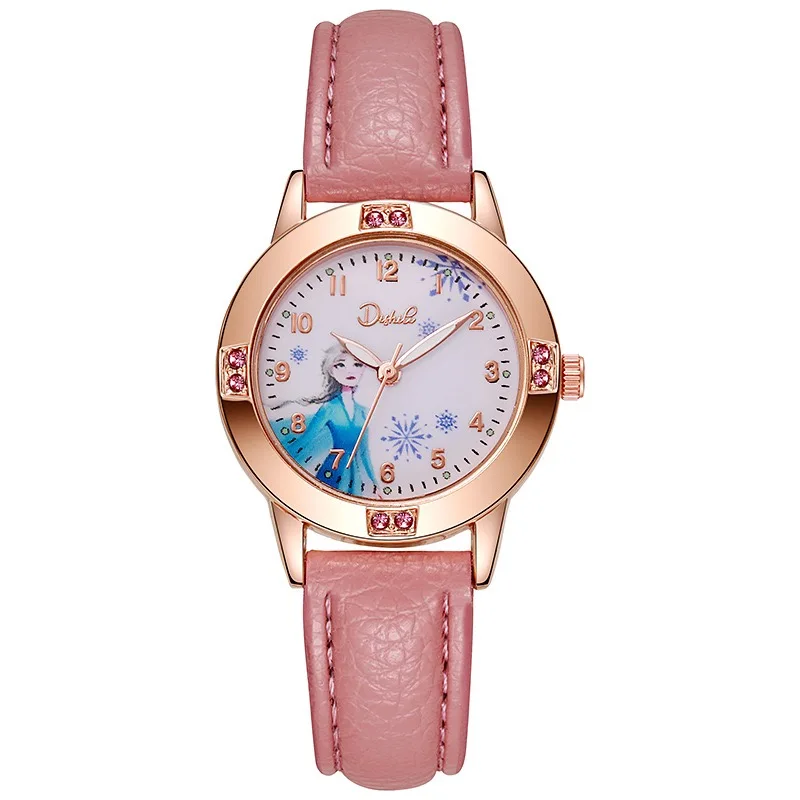 Reloj de Moda Infantil con Diseño de Princesa de Dibujos Animados, Movimiento de Cuarzo, Correa de Cuero PU, Reloj para Estudiantes, Adecuado para Regalo Infantil
