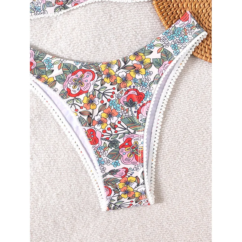 Split swimsuit women's sexy bikini European and American print tight-fitting gathering pure desire high-end swimsuit women