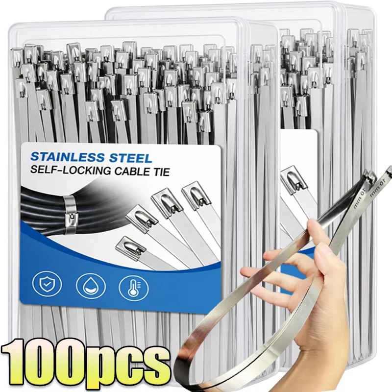 Metal Self Locking Cable Ties Strap Reusable Heavy Duty Cable Tie Organizer Multifunction Stainless Steel Zip Ties Fastener Tool