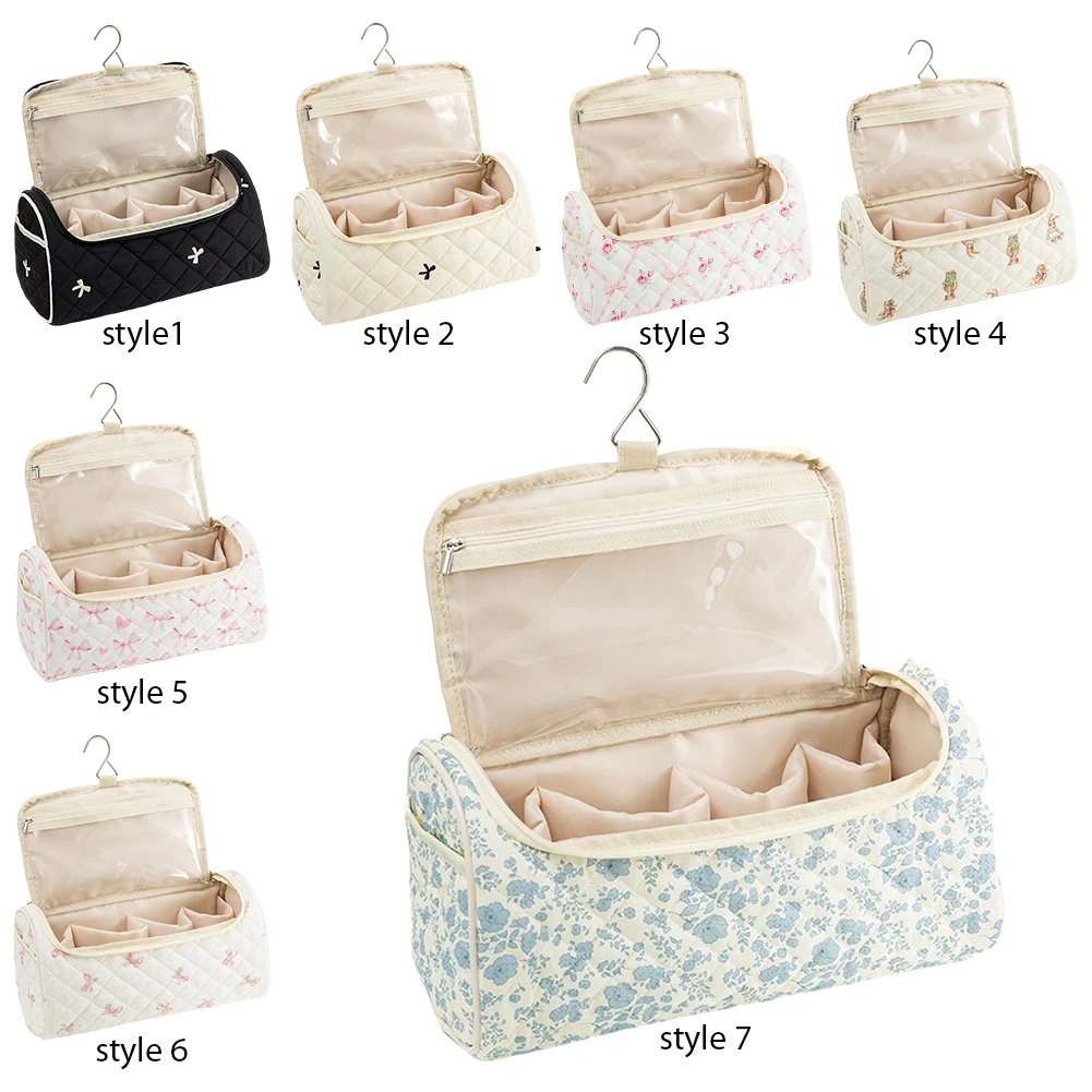 

Floral Printed Cosmetic Bag Wide Opening Hair Dryer Storage Bag Toiletry Organizer Bag for Women Girls