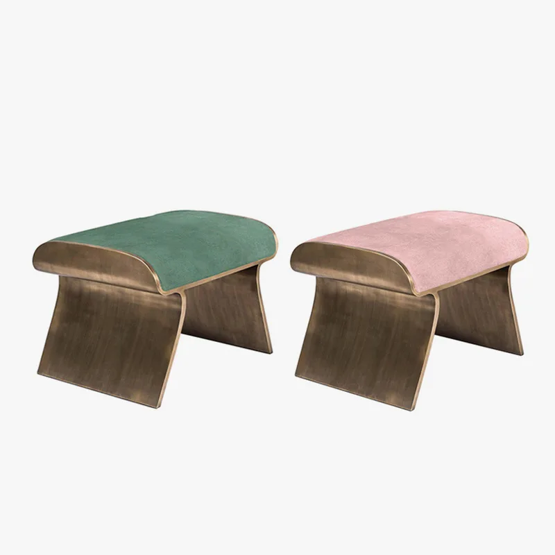 Light luxury home door shoe changing stool, minimalist flannel sofa bench at the end of the bed