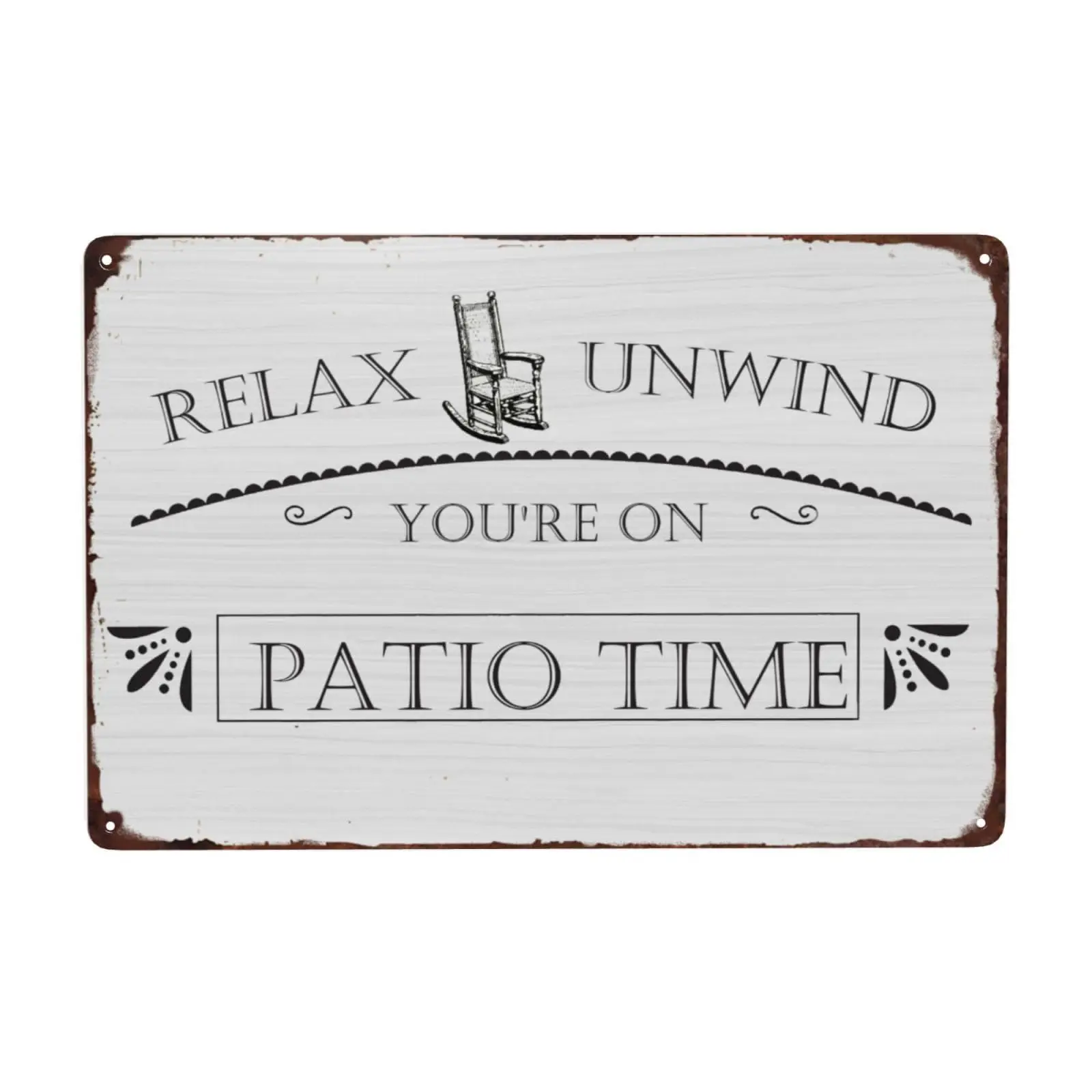 Patio Wall Decor Relax Unwind You're on Patio Time Metal Tin Sign Vintage Style Home Bar Decor Cafe Porch Outdoor Living 8X1