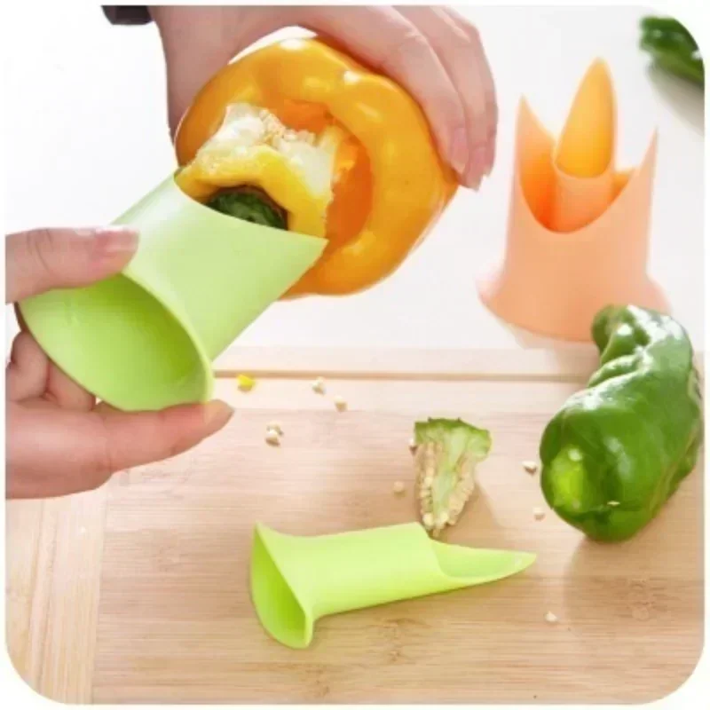 2 Pcs/set Creative Pepper Corer Seeded Remover Device Coring Device Fruit Cutter Kitchen Household Random Color