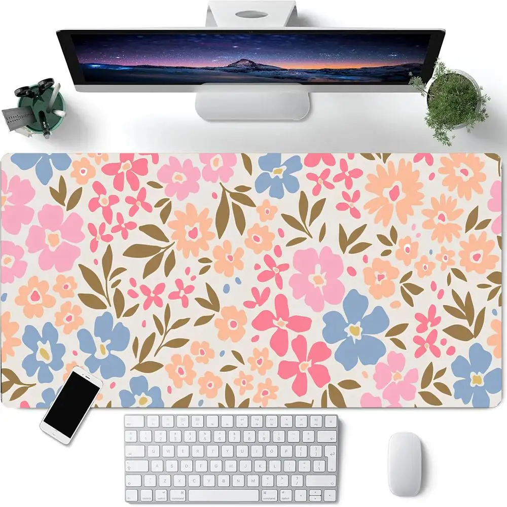 

Flower Daisy Print Mouse Pad Large Rubber Base Anti-slip PC Desk Accessories Mousepad for Office & Gamer Keyboard Mats Decor Mat