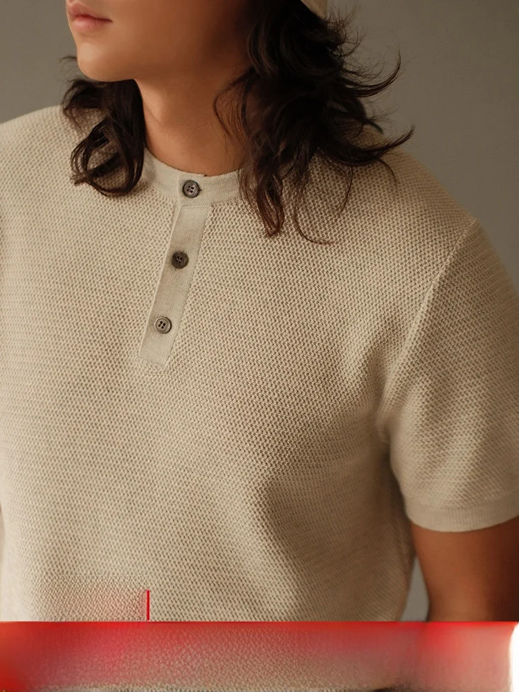 

American Sle Floral Hollow LP ort Sve Трикотажная футболка с воротником Генри Дышащая молодежная летняя футболка из чистого хлопка Mbbcar