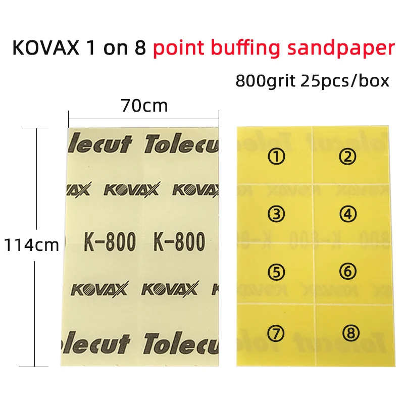 KOVAX carta vetrata vernice per auto lucidatura e molatura Fine 1 taglio 8 blocco abrasivo per lucidatura a punta di carta vetrata per rimuovere il punto di polvere