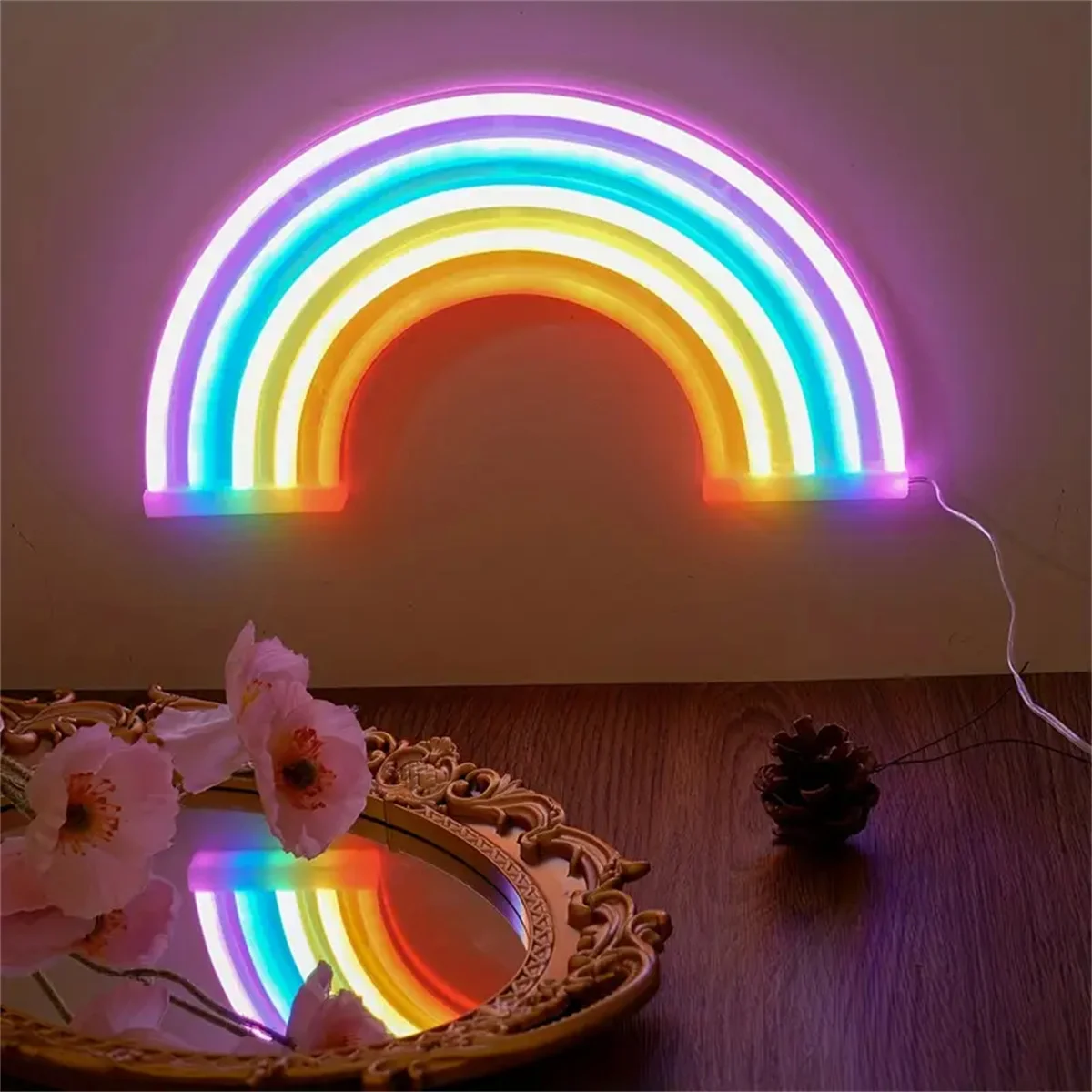 1pc LED Rainbow Neon Light USB & Batteries Powered Night Light Decorative Lights For Bedroom Wedding Party Game Room Decoration