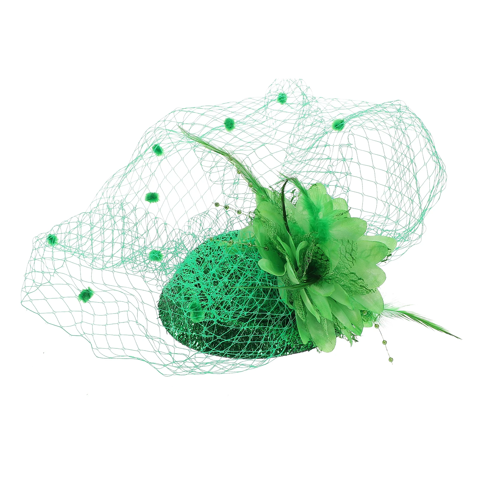 

Retro Veil Hat Green Fascinator Women St Patrick Day Hair Clips Headband Party Accessory Irish Girl Costume Outfit Holiday Decor