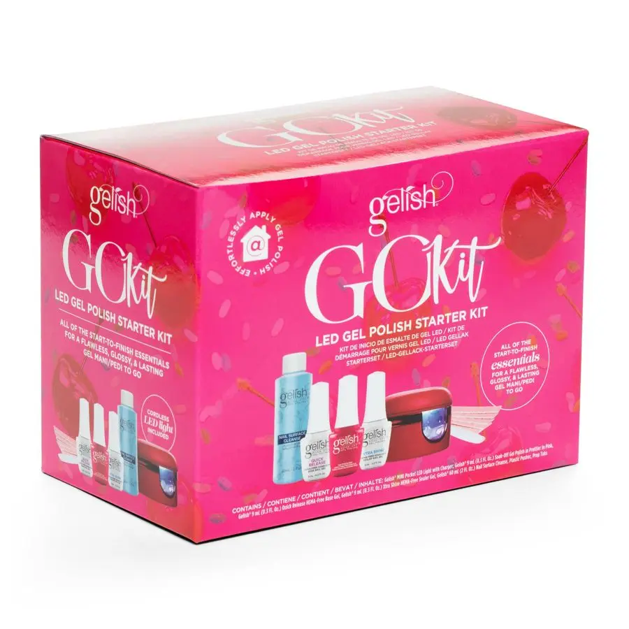MINI Go Kit Complete Gel Polish Set for DIY Manicure amp Pedicure with Limited Edition Red Pocket LED Light for AtHome Salon Qua