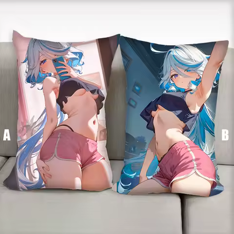Dakimakura Anime Pillow Furina Selfie Belly Armpits Genshin Impact Girl Half-body Cartoon Pillow Core Double Sided Printing