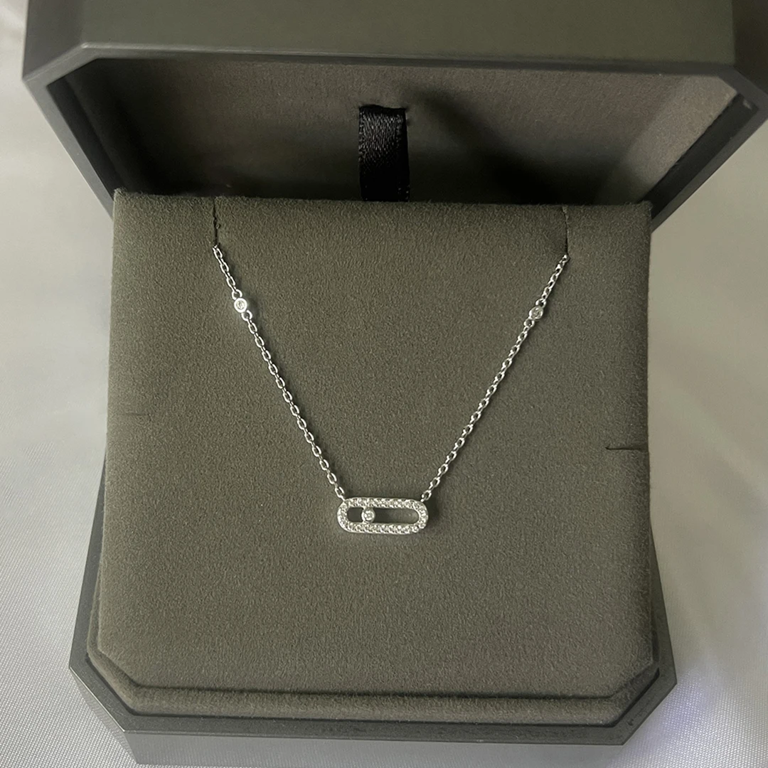 

Fashionable 925 Sterling Silver Zircon Inlaid Women's Jewelry Necklace, Exquisite Party And Holiday Gift.