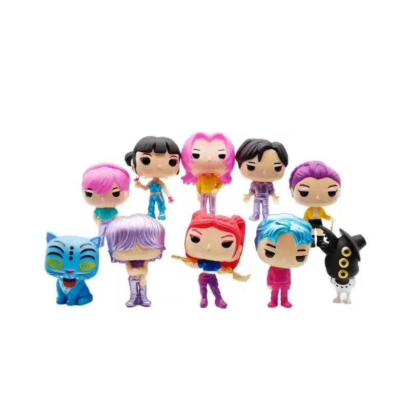 10 pçs kpop demônio caçadores figura pvc modelo anime estatueta coleção estátua decoração de mesa bonecas crianças brinquedos presentes do dia das bruxas