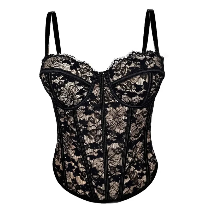 

Elegant Lace Ladies Premium Quality Corset Evening Party Top Body Shaper Sexy Women Slim Fit Bustier Evening Wear Crops Top