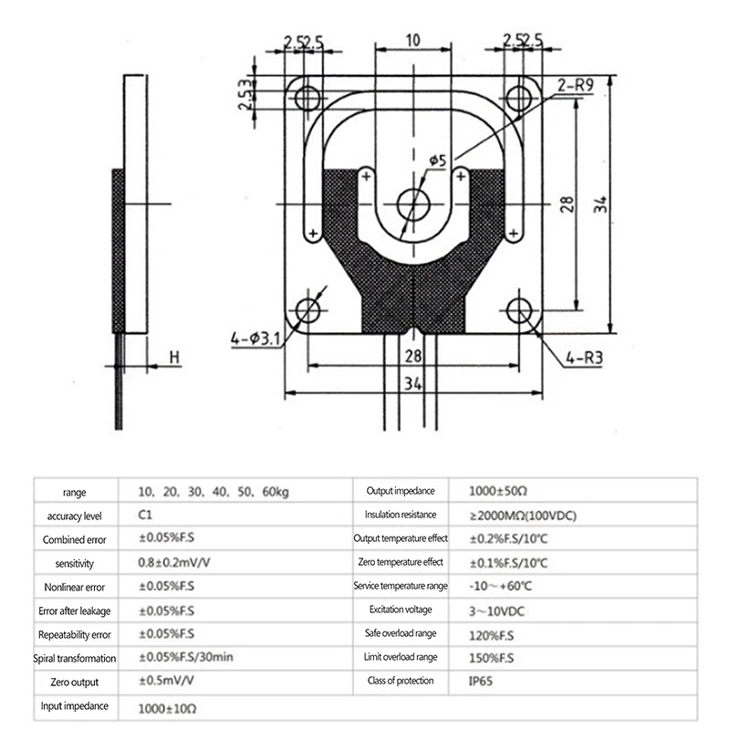 Weigh Sensor Thread Hole 30kg Bridge Resistance Strain Body Weighing Load Accessories Tool Sensor DIY Kit