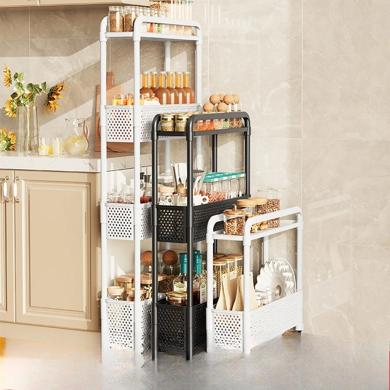 Multi‑Purpose Plastic Slim Gap Rolling Trolley Cart Space‑Saving Mobile Storage Cabinet Organizer for Narrow Side Gap Islands