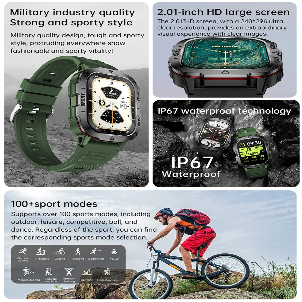 Sports Smart Watch Bluetooth Call Outdoor Long Endurance Health Heart Rate Monitoring Three Waterproof Multi-function Smartwatch