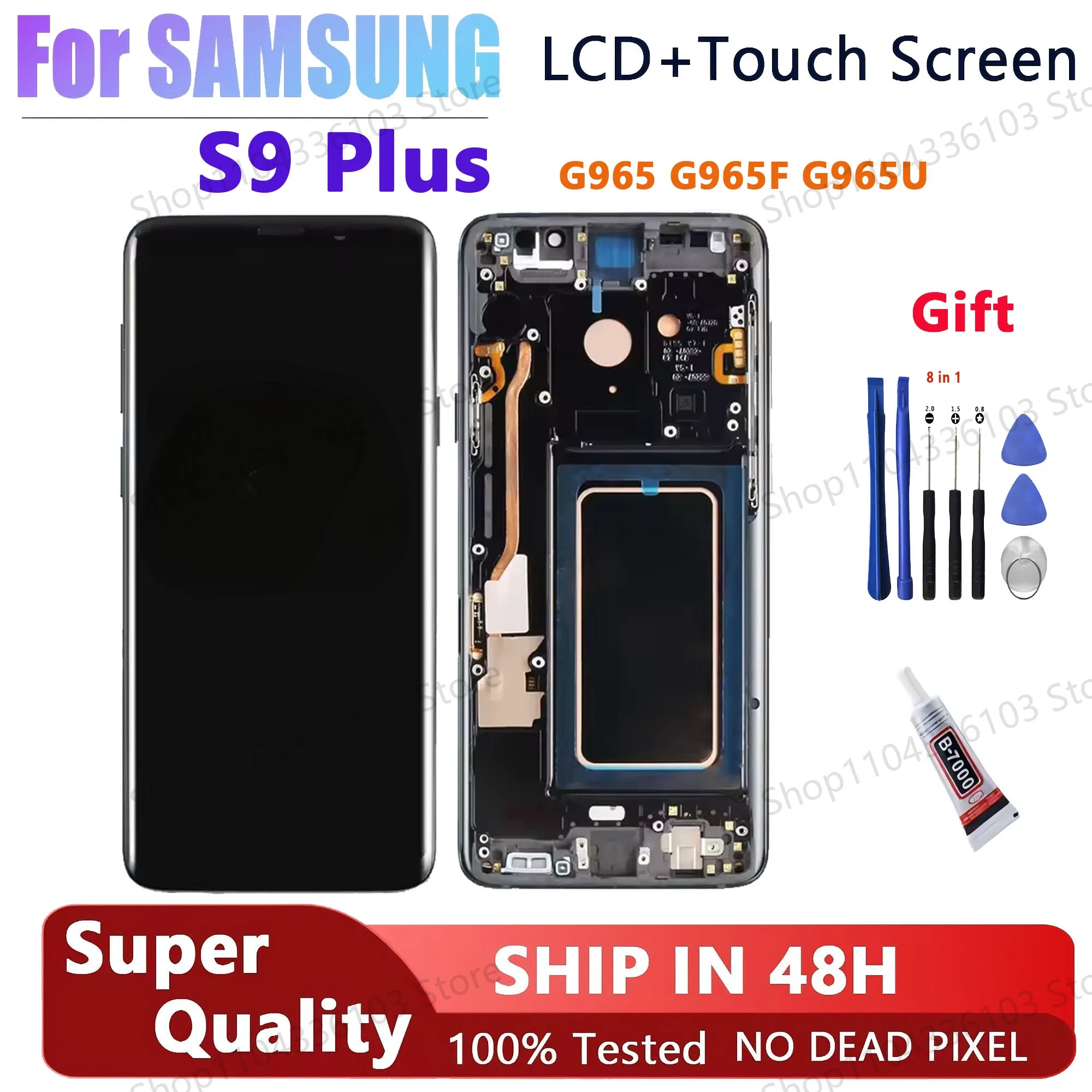 

TFT S9 Plus Display Screen, for Samsung Galaxy S9+ G965 G965F Lcd Display Digital Touch Screen Assembly With Frame Replacement