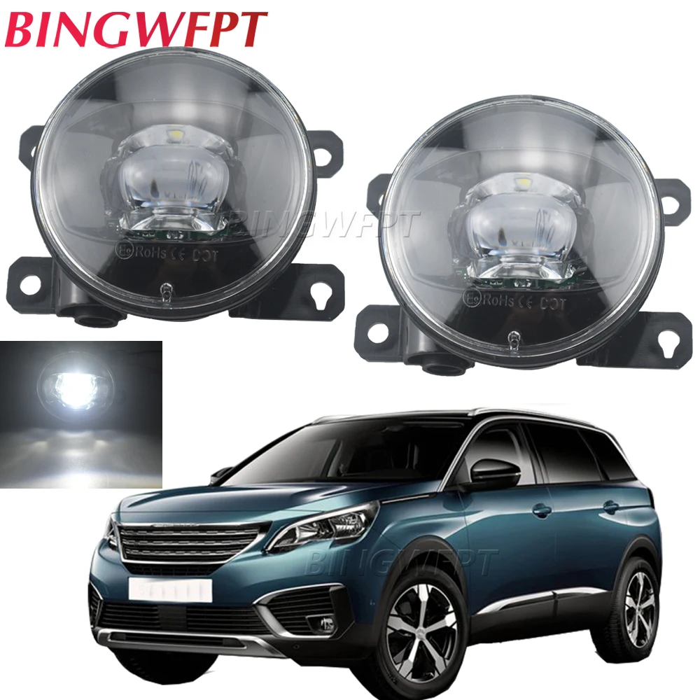 2X Car Led Lights Fog Lamp Assembly For Peugeot 5008 II 2009- 2017 2018 2019 2020 Front Bumper Daytime Running Light Headlights