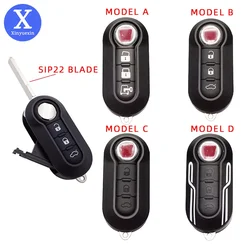 Xinyuexin Flip Folding Car Key Shell FOR FIAT 500 Panda Punto Bravo Ducato Stilo Remote Auto Key Case Fob SIP22 Blade 3 Buttons