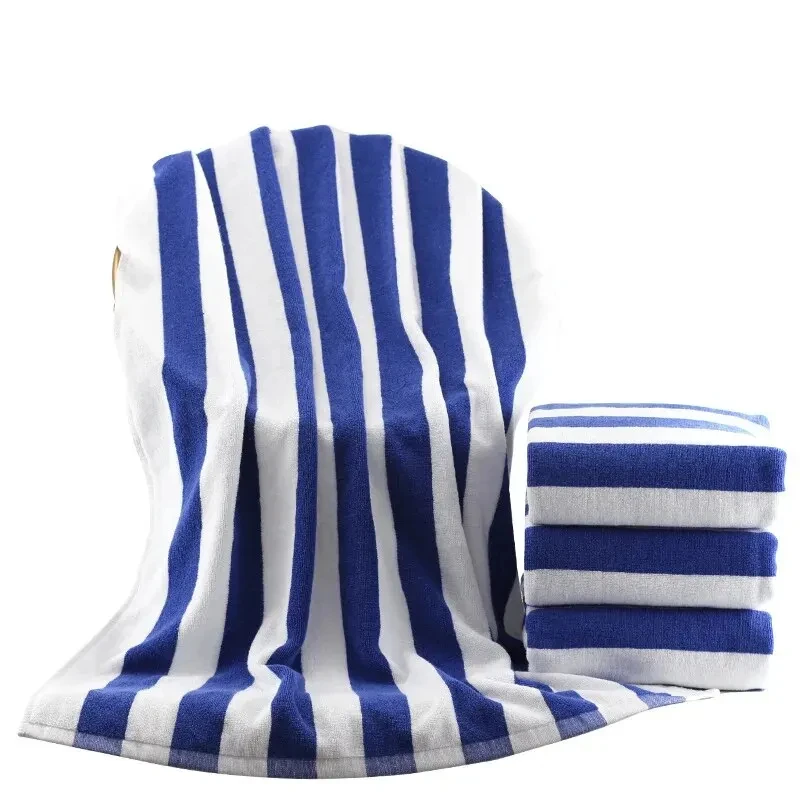 75*150cm Striped Cotton Beach Towel Blue And White Stripes Sport Towels Thick Heavy Absorbent Hotel Bathroom Bath Towel Adults