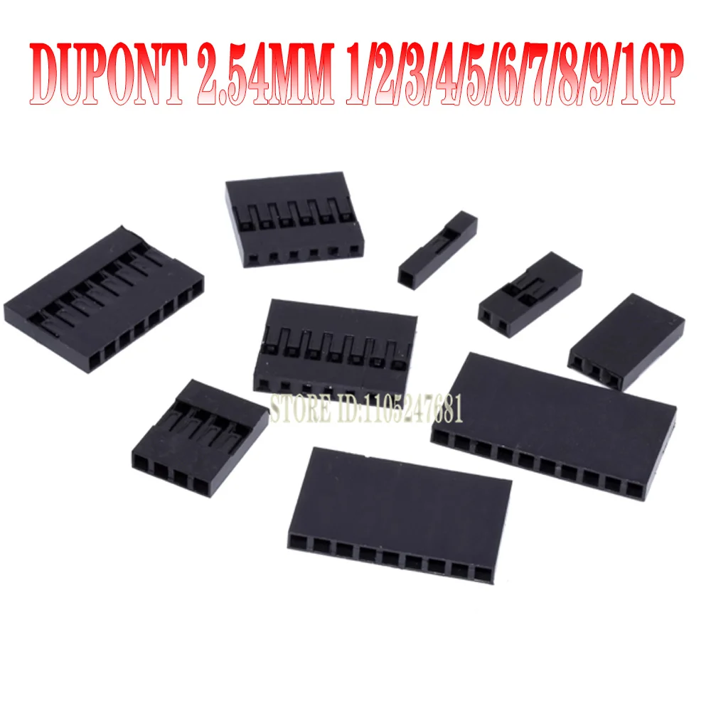 50Pcs 2.54mm Pitch Single Row Pin Header 1-10Pin Male Female Plug Housing Jumper Cable Connector