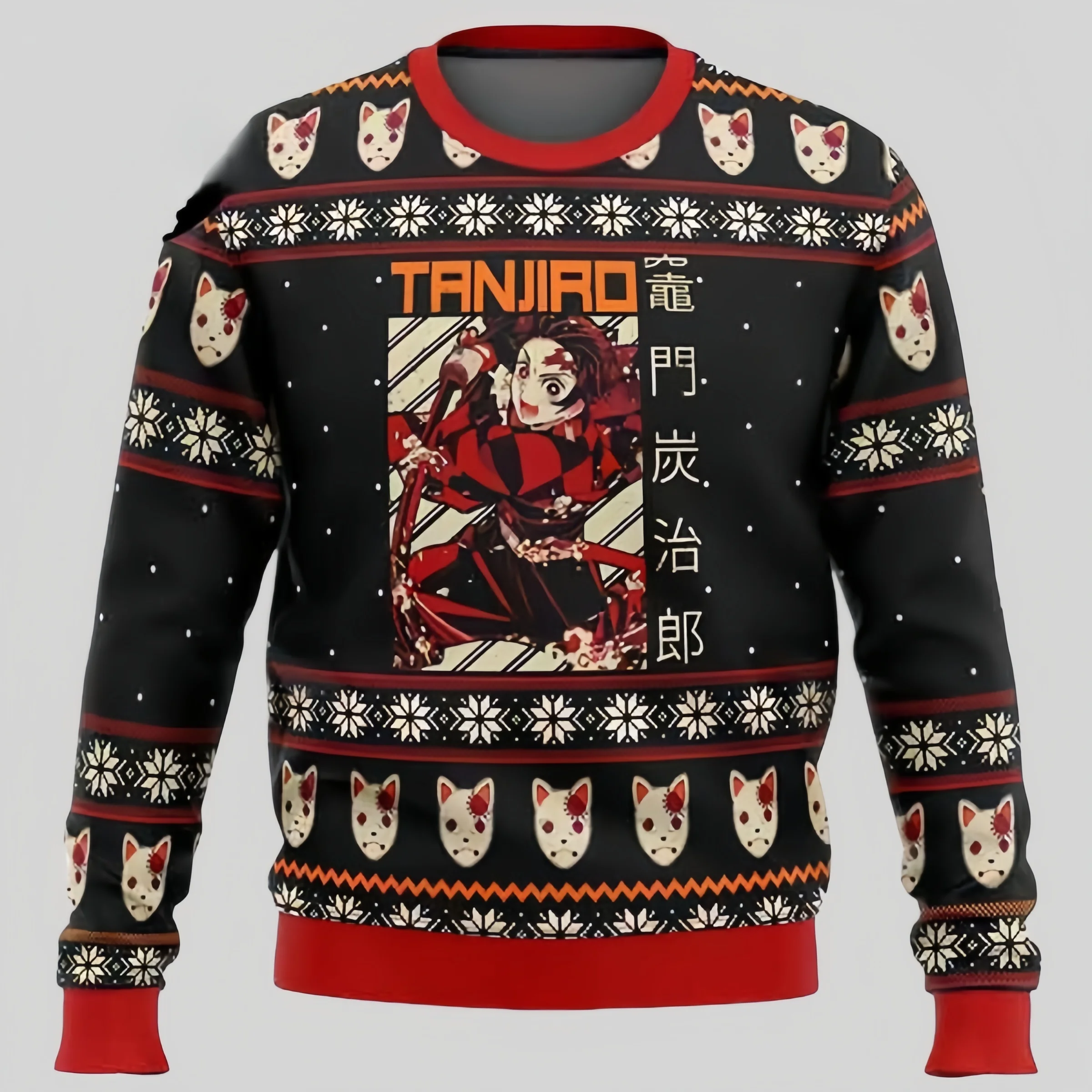 Autunno e inverno Bandai Anime Demon Slayer Series 3D Christmas Ugly Dress Street Felpa con cappuccio girocollo per adulti da donna oversize