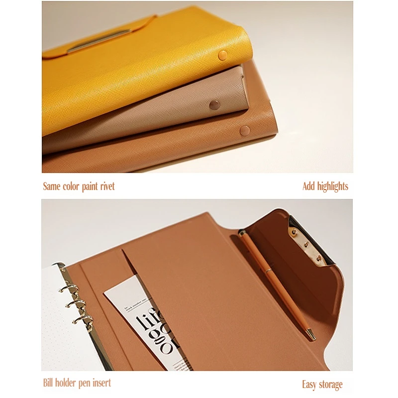 A6/A5 Pu Loose-Leaf Planner Binder Diy Diary Notebooks Documents Organizer Leather Cover Agenda Books Students Back To School