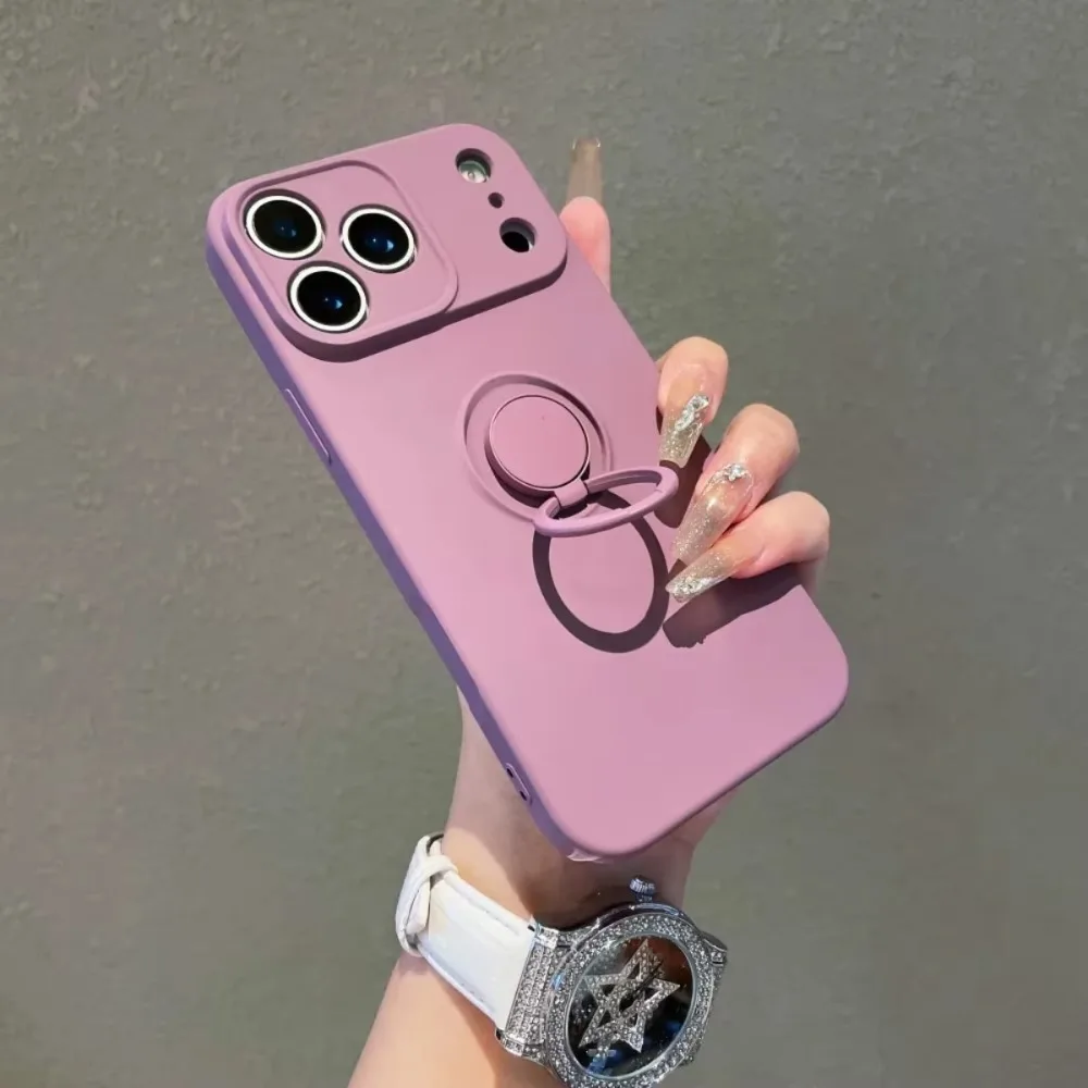 حافظة هاتف واقية ناعمة من السيليكون المقاوم للصدمات مع حامل حلقي لهاتف iPhone 17/16/15/14/13/12/11 pro Max plus - تصميم أنيق #1