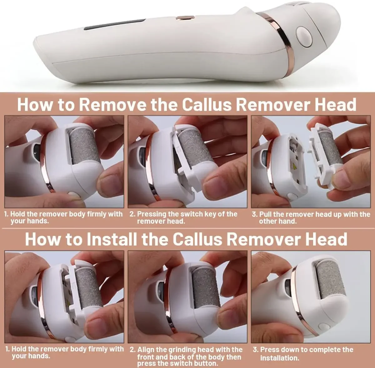 Waterproof Charged Electric Foot File for Heels Grinding Pedicure Tools Professional Foot Care Tool Dead Hard Skin Callus USB