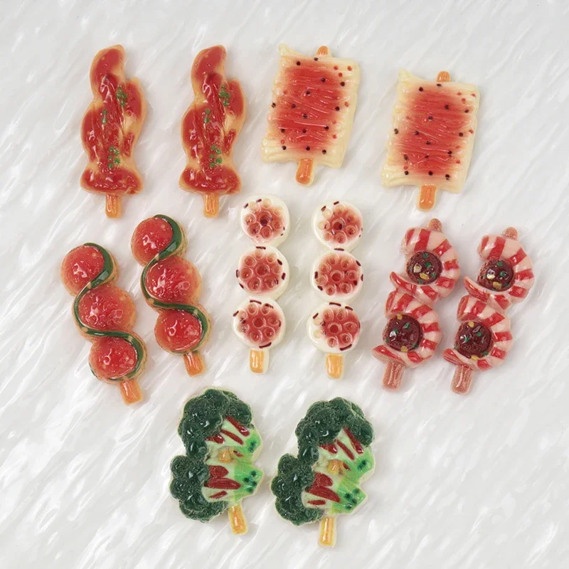 10/100PCS BBQ Flat Back Resin Figurines DIY Scrapbook Bow Hair Clip Materials Resin Accessories Home Crafts Dollhouse Scrapbook