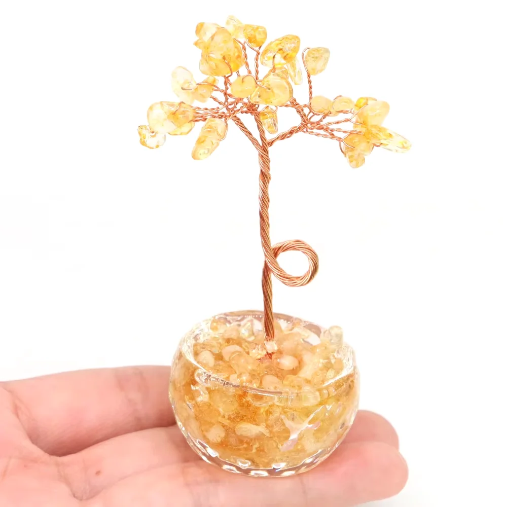 شجرة الحياة الكريستال الطبيعية أشجار المال اليدوية الأسلاك النحاسية جمشت الكوارتز الحصى أحجار الريكي ديكور المنزل فنغ شوي محظوظ