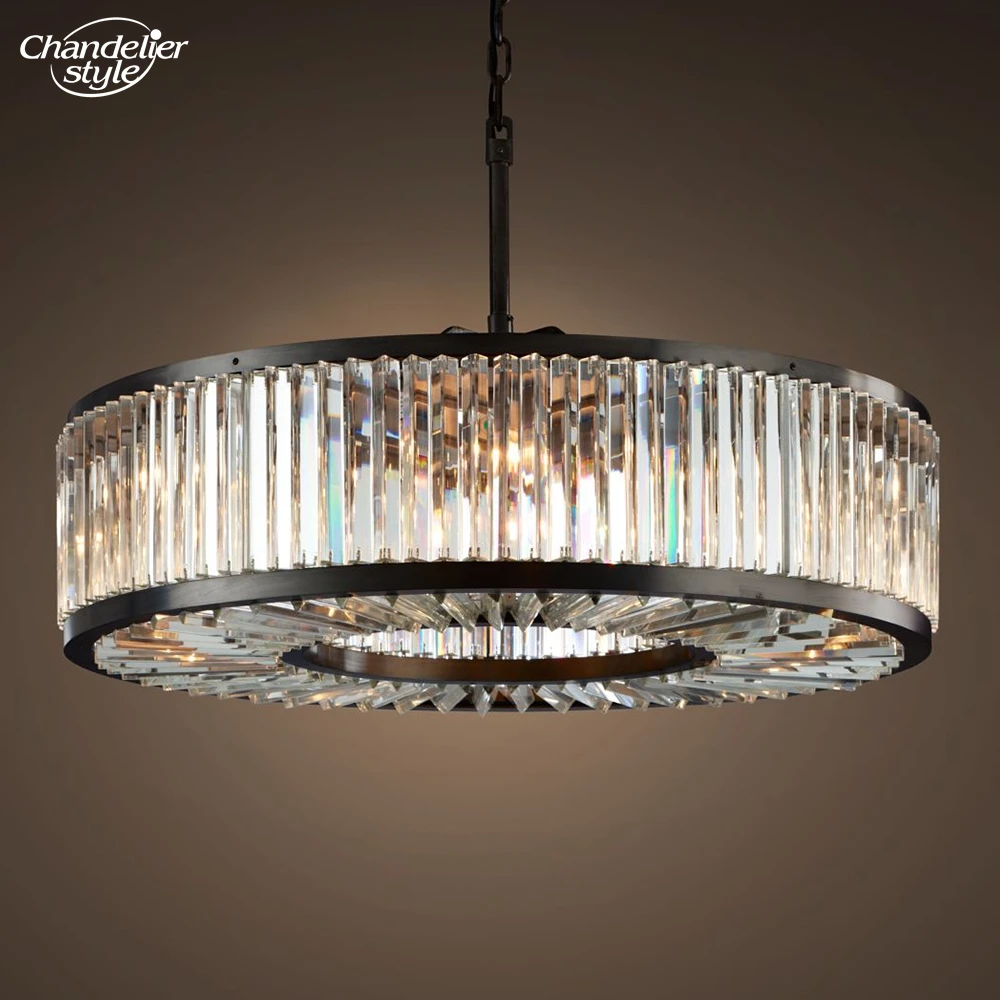 Modern Black Chandelier LED Crystal LaWelles Round Chandeliers Bedroom Living Room Dining Room Pendant Lights Fixture