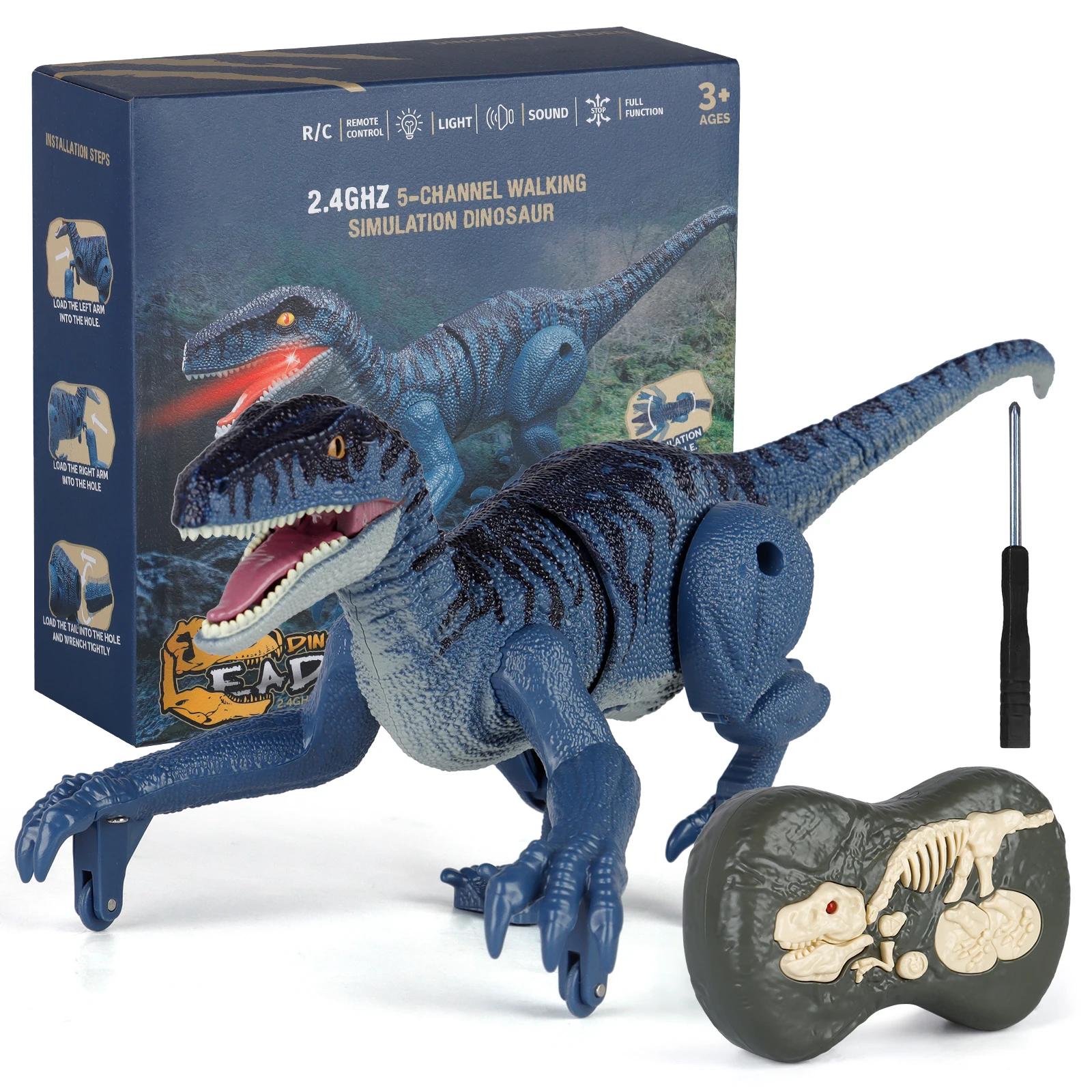 

Remote Control Dinosaur Toys for Kids 2.4GHz Dinosaur Robot Velociraptor Toys with Verisimilitude Sound for Boys Girls Gifts