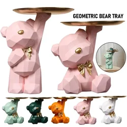 Resin Geometric Bear Storage Tray Cute Bear Storage Tray Statue Table Decorations Cute Bear Storage Tray Statue Table Decoration